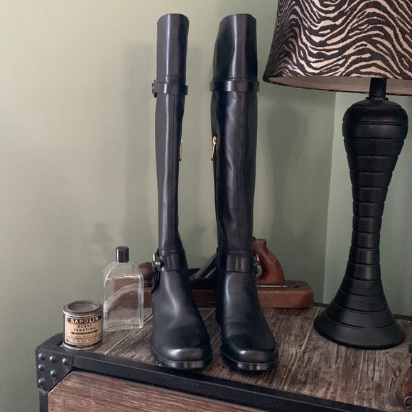 Ellen TRACY Bedford Black Leather Harness Riding Boots - Picture 4 of 16